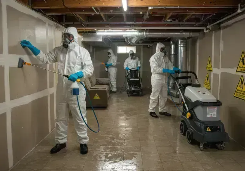 Basement Moisture Removal and Structural Drying process in Sienna Plantation, TX